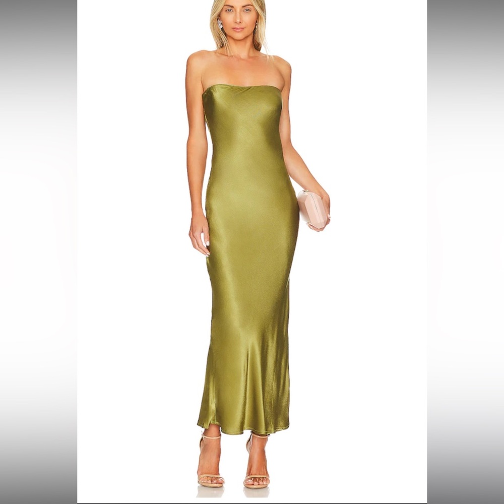 x REVOLVE Angel Strapless Midi Dress in Olive L
